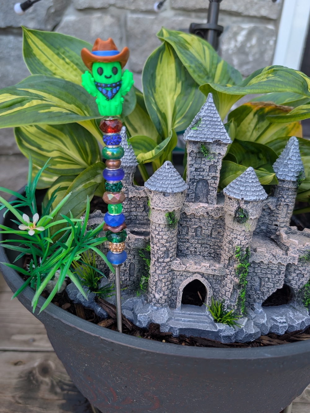 Handmade Fairy Wand/Plant/Garden Stake W/Cowboy Cactus Topper 🌵